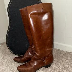 Vintage Salvatore Ferragamo Cognac Leather Riding Boots